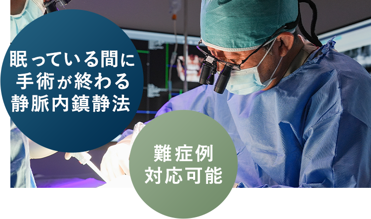 難症例対応可能 眠っている間に手術が終わる静脈内鎮静法
